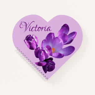 Customizable Victoria name purple crocus floral Notebook