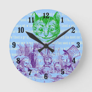 Customizable Vintage Alice in Wonderland Round Clock
