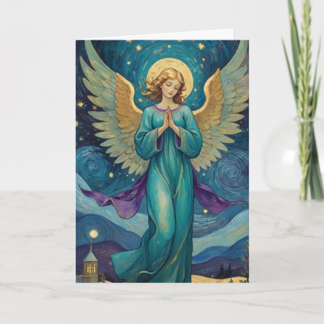 Customizable Vintage Angel Holiday Card (Front)