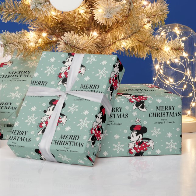 Customizable Vintage Christmas Minnie Mouse  Wrapping Paper (Holidays)