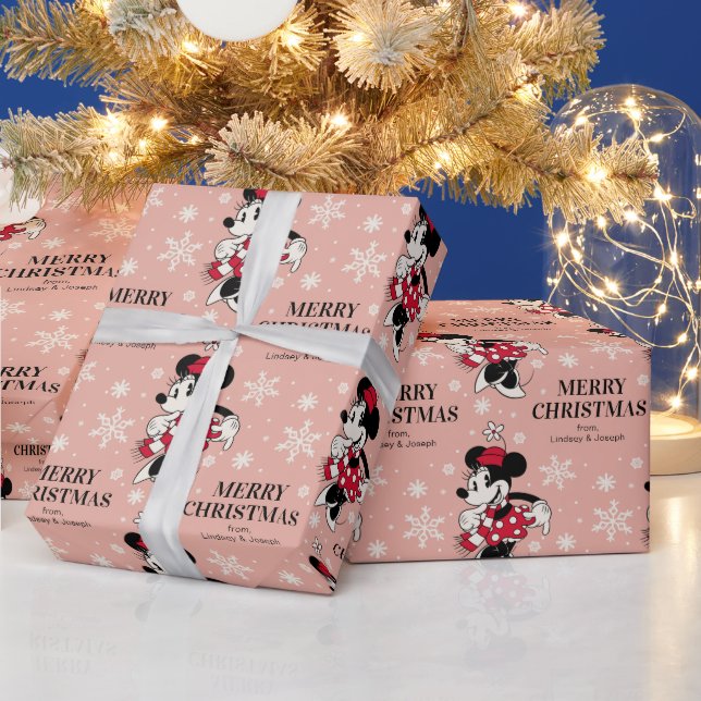 Customizable Vintage Christmas Minnie Mouse  Wrapping Paper (Holidays)