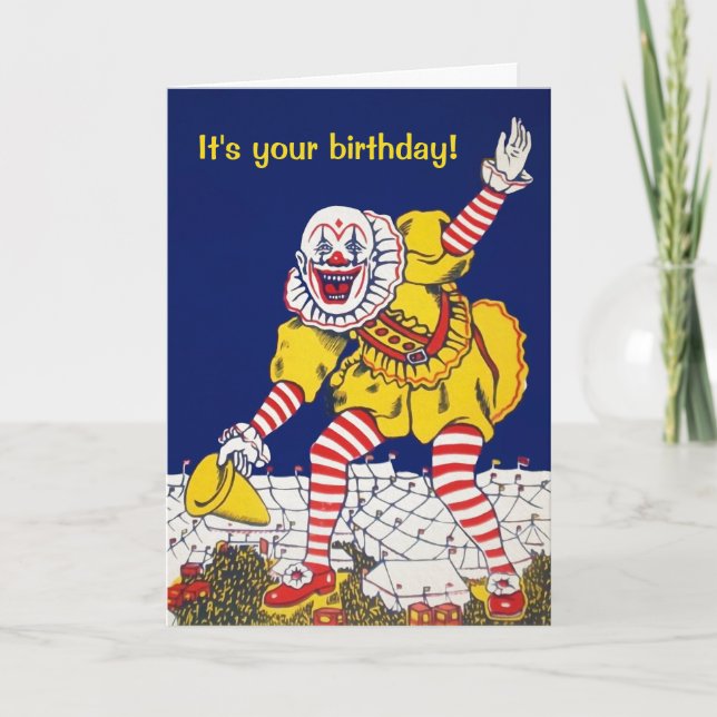 Customizable Vintage Clown Greeting Card (Front)