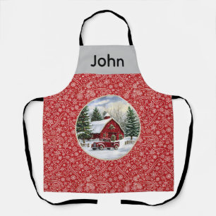 Customizable Vintage Country Christmas Apron