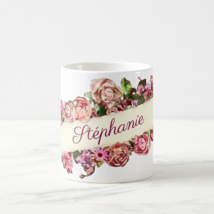 Customizable Vintage Cute Girly Floral Bridesmaid Coffee Mug