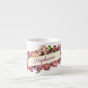 Customizable Vintage Cute Girly Floral Bridesmaid Espresso Cup