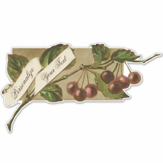 Customizable Vintage Fruit Grocery Store Cherry (Front)