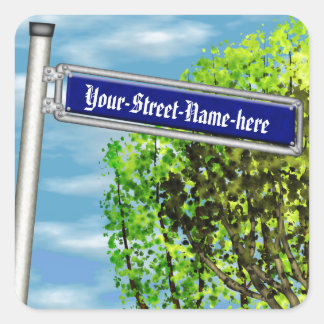 Customizable vintage German street sign - Square Sticker