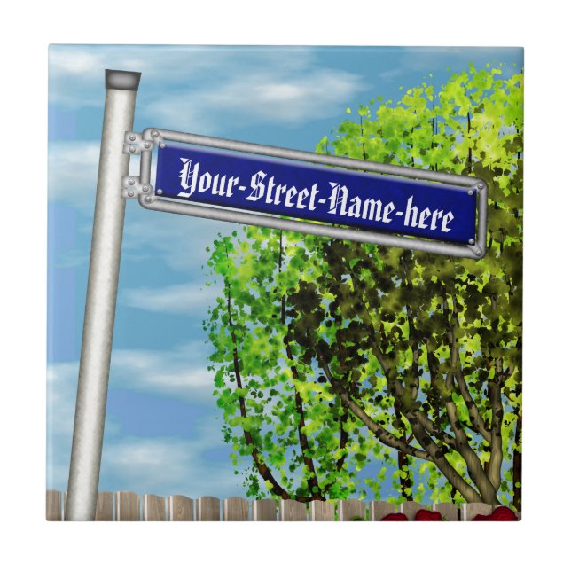 Customizable vintage German street sign - Tile (Front)