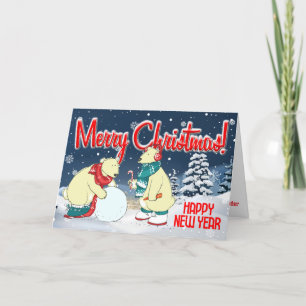 Customizable Vintage Holiday Bears Christmas