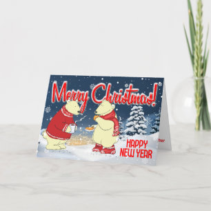 Customizable Vintage Holiday Bears Christmas Card