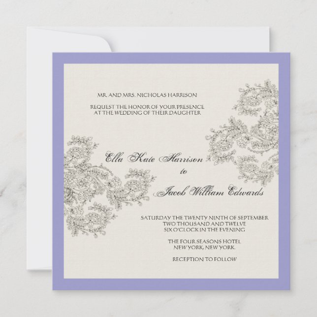 Customizable Vintage Inspired Wedding Invite (Front)