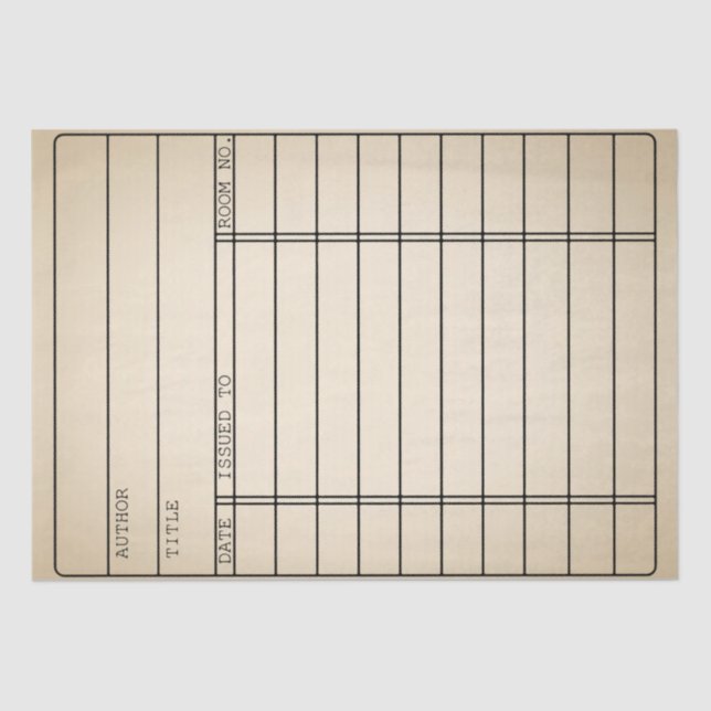 Customizable Vintage Library Book Card Tissue Wrap Paper (Front)