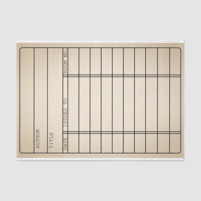 Customizable Vintage Library Book Card Tissue Wrap Paper (Front)