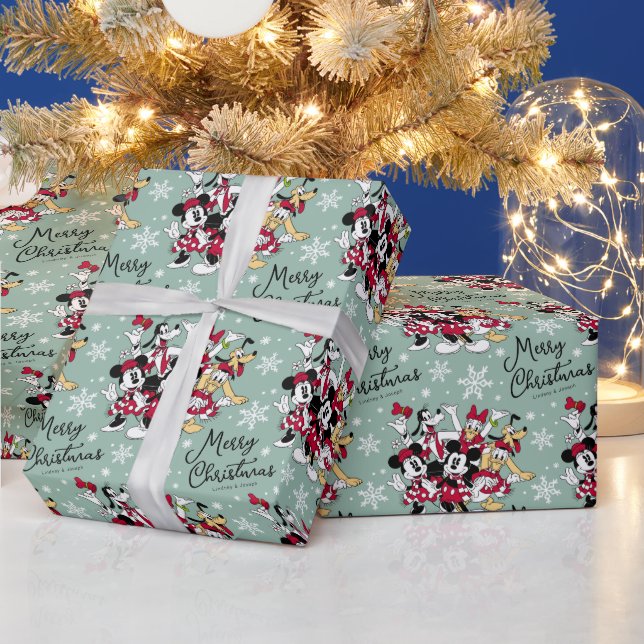 Customizable Vintage Mickey & Friends Christmas Wrapping Paper (Holidays)