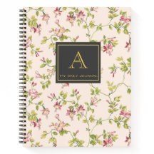 Customizable Vintage Monogram Floral Journal