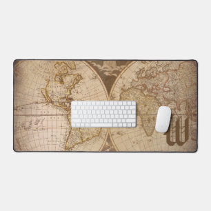 Customizable Vintage Old World Travel Map Desk Mat