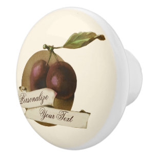 Customizable Vintage Plums Retro Fruit Old School Ceramic Knob