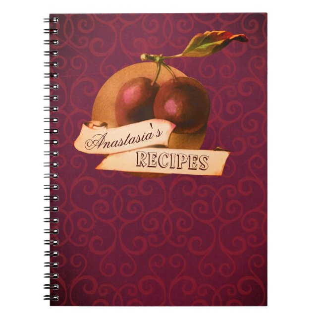 Customizable Vintage Plums Retro Fruit Old School Notebook (Front)