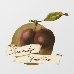 Customizable Vintage Plums Retro Fruit Restaurant Window Cling
