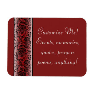Customizable vintage red rose stripe magnet