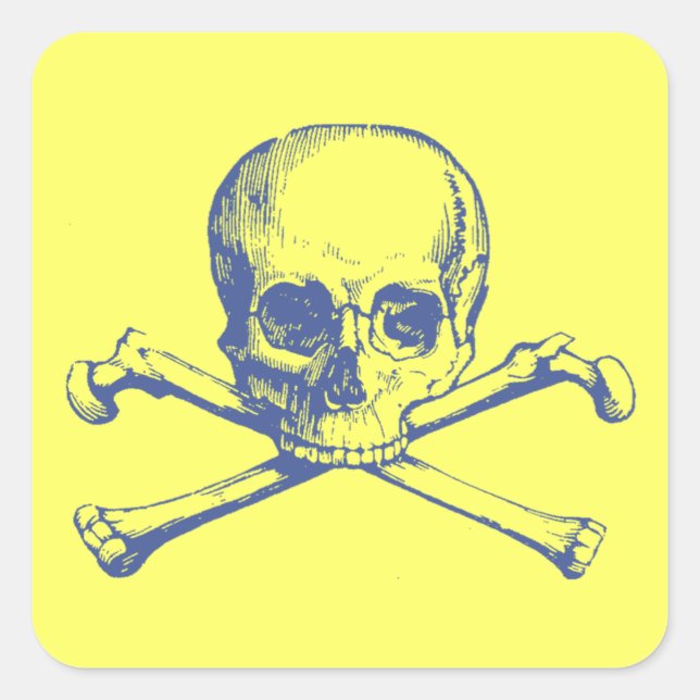 Customizable Vintage Skull & Crossbones Square Sticker (Front)