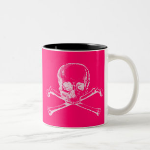 Customizable Vintage Skull & Crossbones Two-Tone Coffee Mug