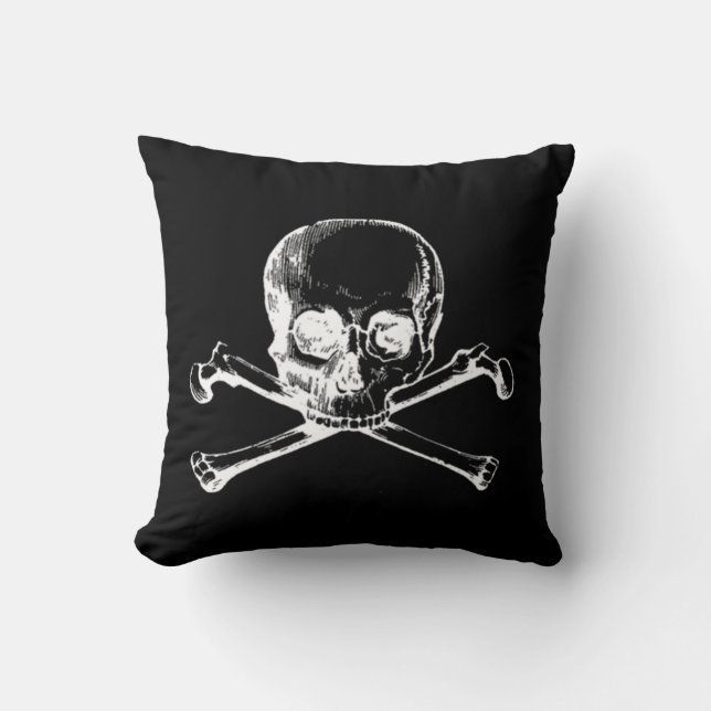 Customizable Vintage Skull Throw Pillow (Front)