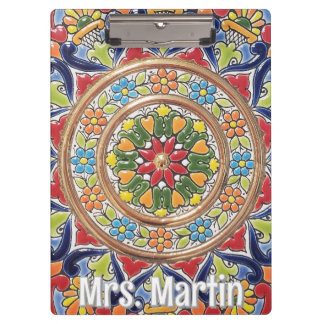 Customizable Vintage Spanish Tile Clipboard