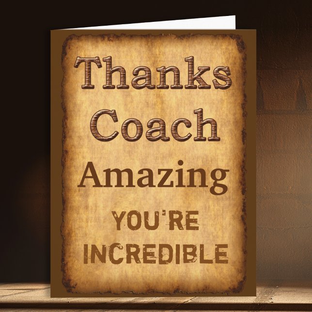 Customizable Vintage Thank You Card for Coach (Football coach thank you card. Coach thank you note. Soccer coach thank you card. Coach Thank You.)