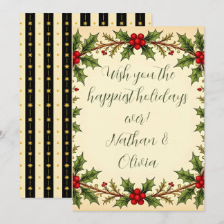 Customizable Vintage Victorian Botanical Non-Photo Holiday Card