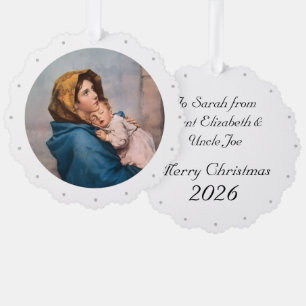 Customizable Virgin Mary Paper Ornament Card