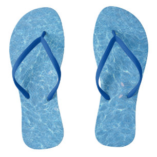 Customizable Water Aqua Blue Slim Straps Adult Flip Flops