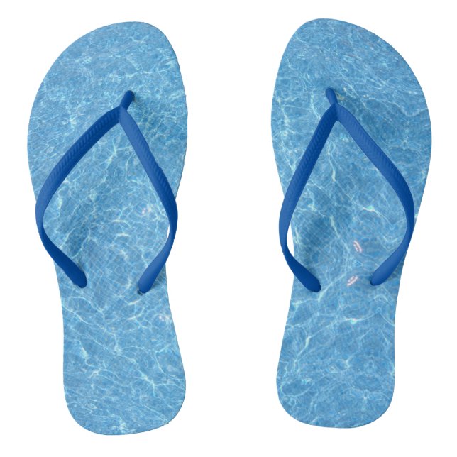 Customizable Water Aqua Blue Slim Straps Adult Flip Flops (Footbed)