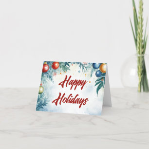 Customizable Watercolor Christmas Baubles Holiday Card