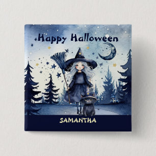 Customizable Watercolor Customize Halloween Button