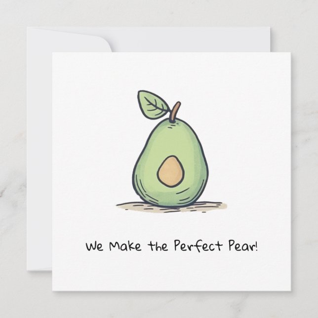 Customizable Watercolor Cute Pear  Holiday Card (Front)