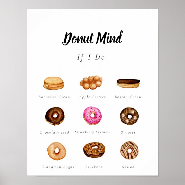Customizable Watercolor Doughnut Sign (Front)