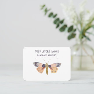 Customizable Watercolor Moth Jewellery Display  Business Card