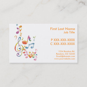 Customizable watercolor music notes business cards