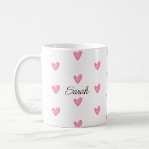 Customizable Watercolor Pink Hearts Coffee Mug