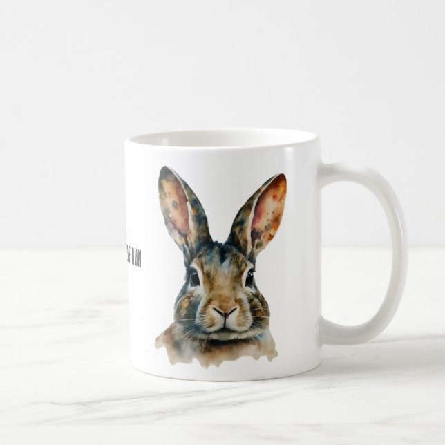 Customizable Watercolor Rabbit Portrait Mug (Right)