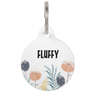 Customizable watercolor wildflowers pet tag