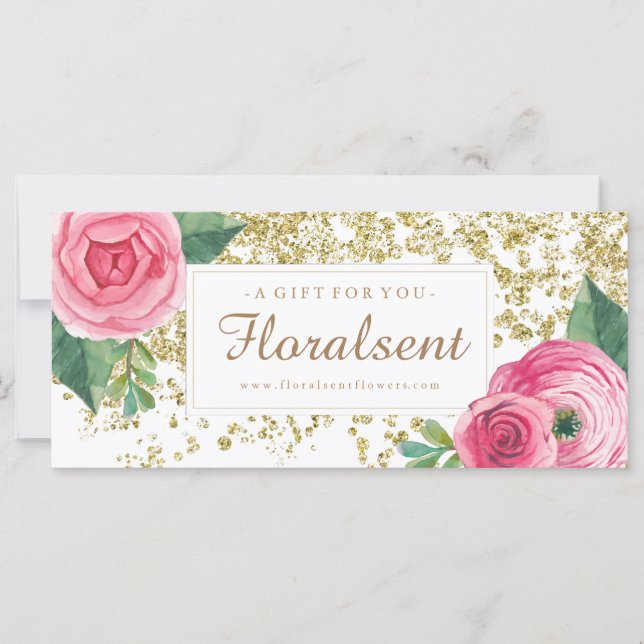Customizable Watercolour Roses Gift Certificate (Front)