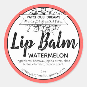 Customizable Watermelon Lip Balm Label Handmade