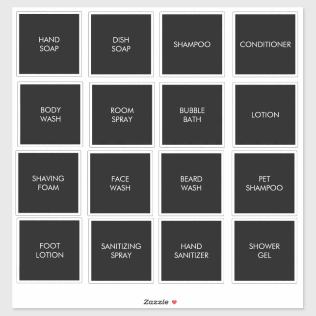 Customizable Waterproof Black Dispenser Labels (Sheet)