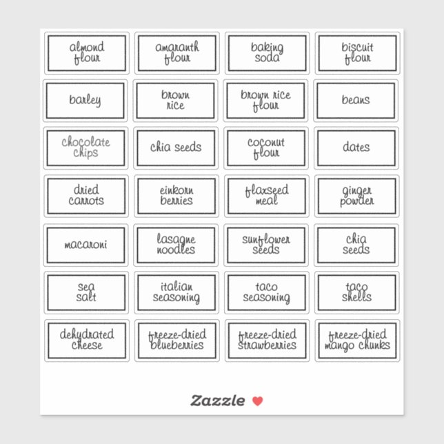 Customizable Waterproof White Pantry Labels (Sheet)