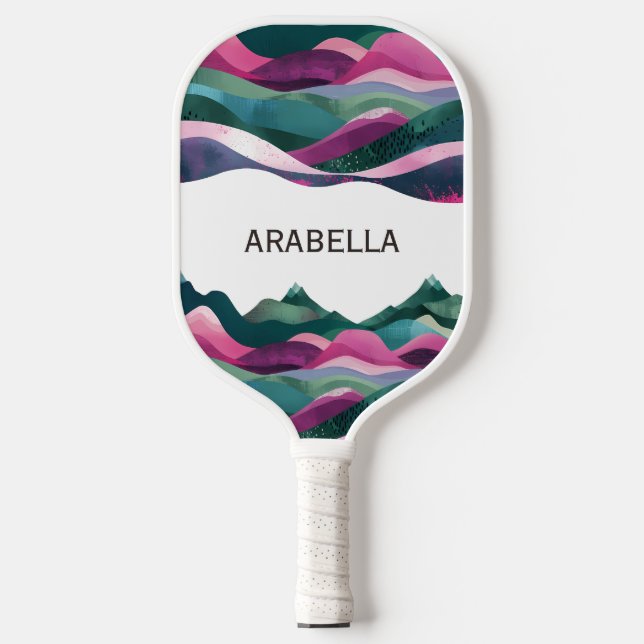 Customizable Waves  Abstract Mountain Landscape  Pickleball Paddle (Front)