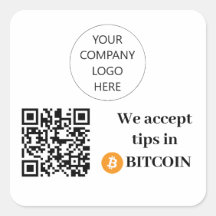 Customizable We Accept Tips in Bitcoin Sticker