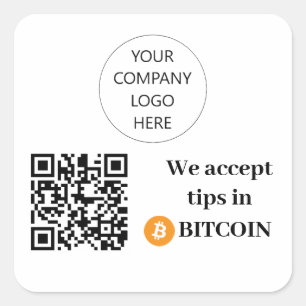 Customizable We Accept Tips in Bitcoin Sticker