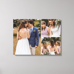 Customizable Wedding 3 Photos simple layout Canvas Print